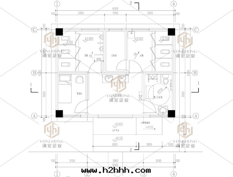 組合式移動(dòng)廁所(suǒ)平面(miàn)图(tú)